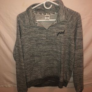 victoria secret pink quarter zip grey heather